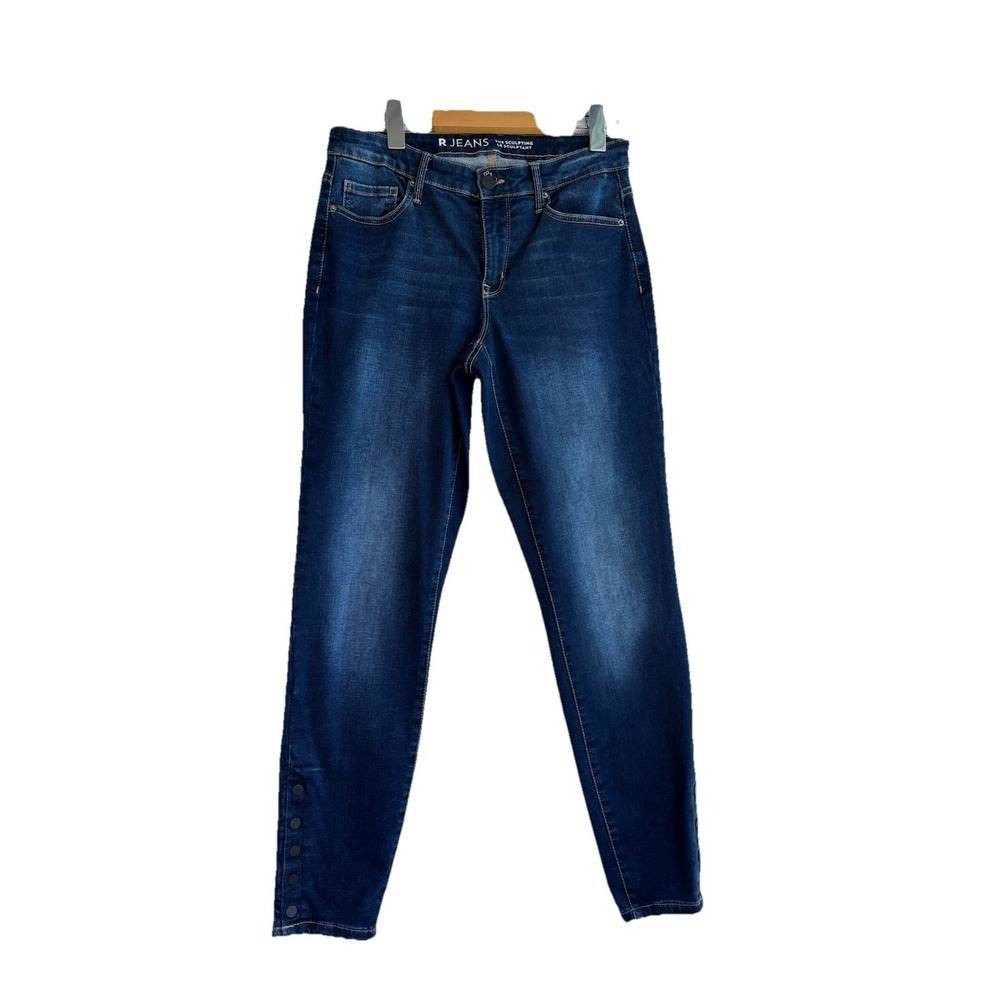 R‎ Jeans The Sculpting Low Rise Blue Jean Leg Snaps Stretchy Skinny Denim 29